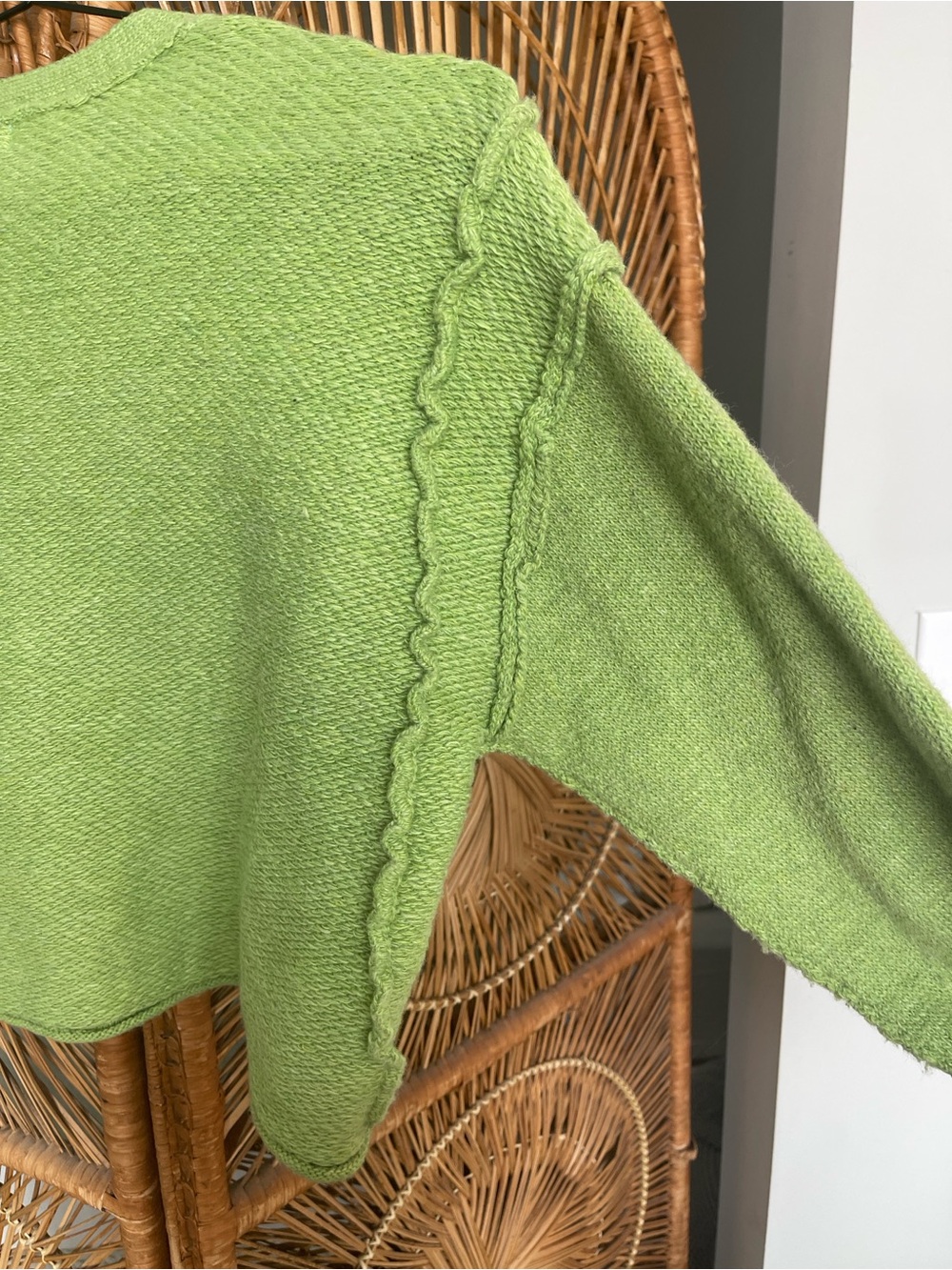 Lush Cropped V-Neck Button Front Sweater Cardigan in Salad Greens - Picture 6 of 8